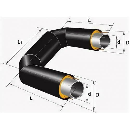 П-образный компенсатор ППУ ПЭ тип 1 Ст10 32х4х44х1000 мм ГОСТ 10704-91